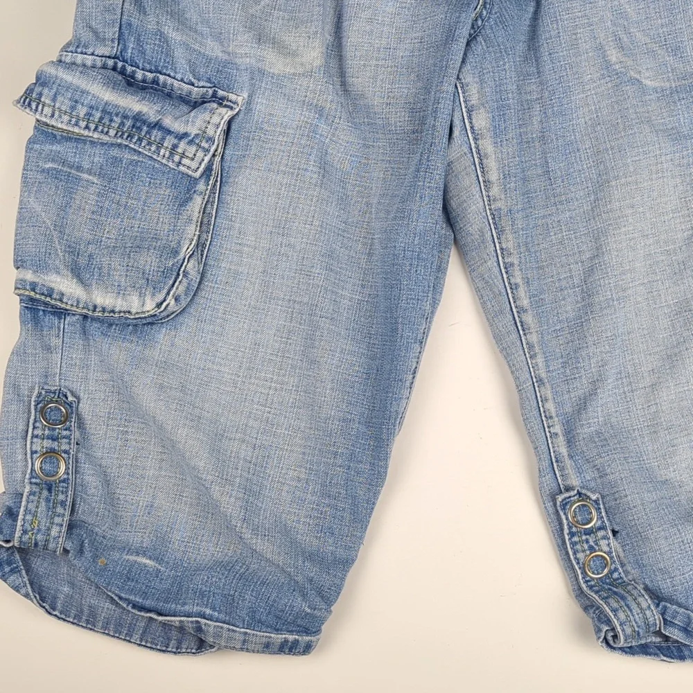 VINTAGE Y2K Plugg Denim Cargo Capri Low Rise Long Shorts